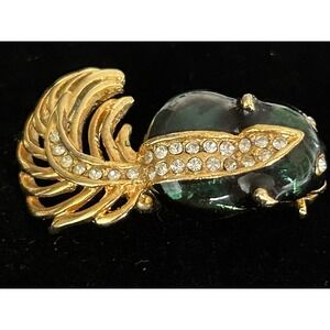 Unmarked Enamel And Rhinestone Skunk Brooch